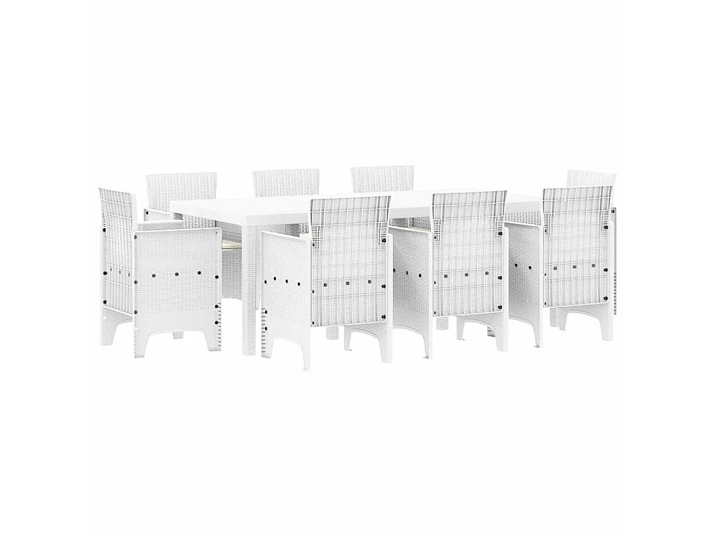 Ensemble de salle à manger pour jardin 9 pcs Blanc