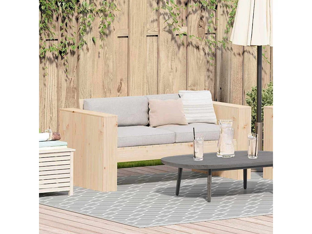 Garten-Sofa Natur 134 x 60 x 62 cm Massives Kiefernholz