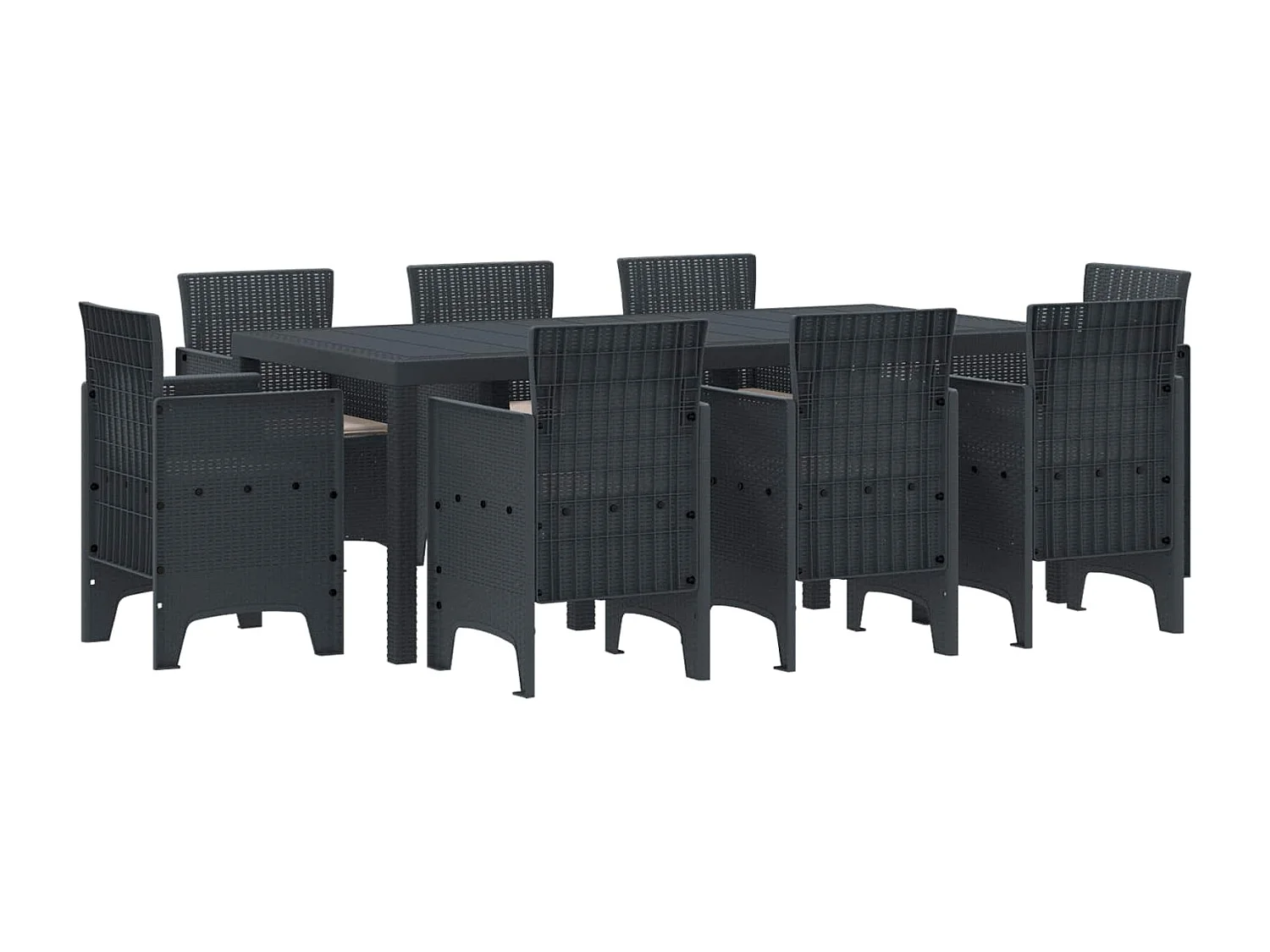 Tuin Eetset 9 pcs Antraciet Polt riet