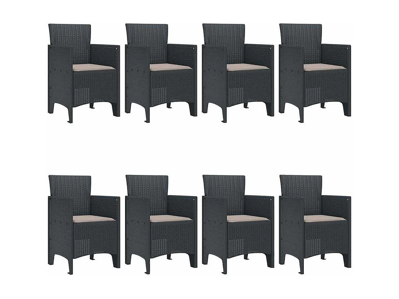 Tuin Eetset 9 pcs Antraciet Polt riet