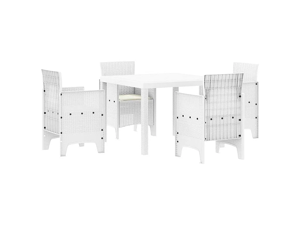 Tuin Eetset 5 pcs Wit Polypropyleen