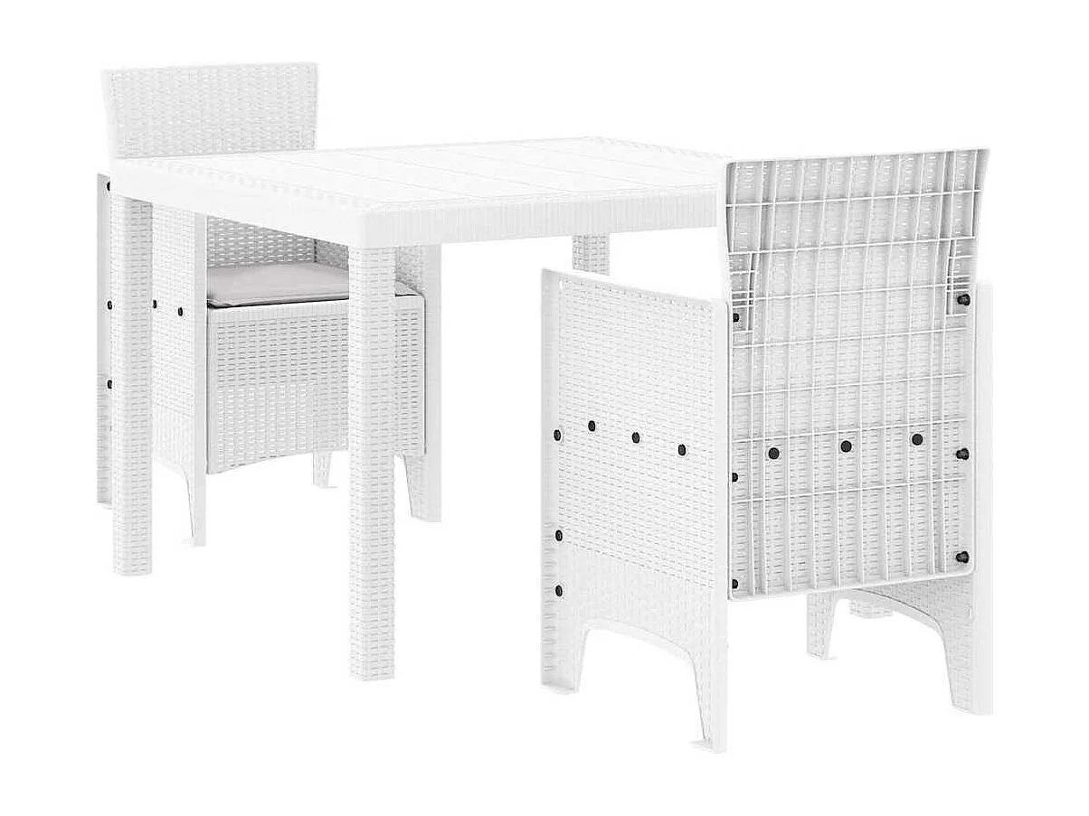 Ensemble de salle à manger pour jardin 3 pcs Blanc Rattan Polt