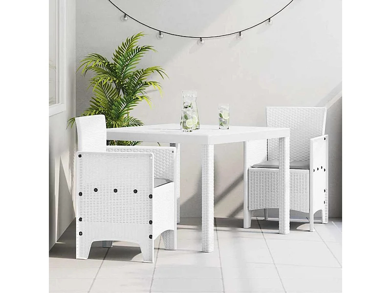 Ensemble de salle à manger pour jardin 3 pcs Blanc Rattan Polt