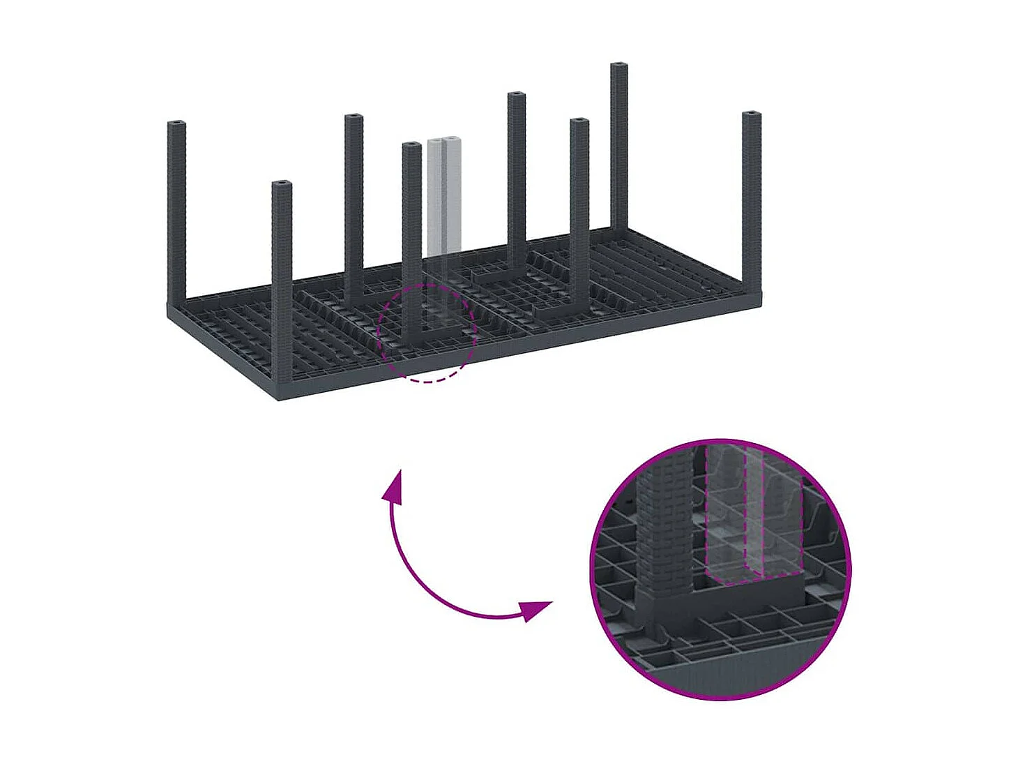 Tuin Eetset 9 pcs Antraciet Polt riet