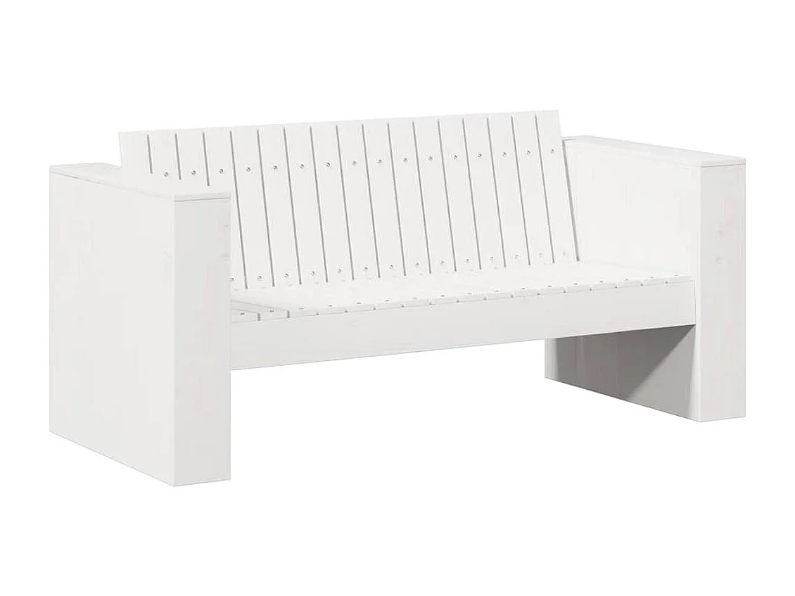Garten-Sofa Weiß 134 x 60 x 62 cm Massives Kiefernholz