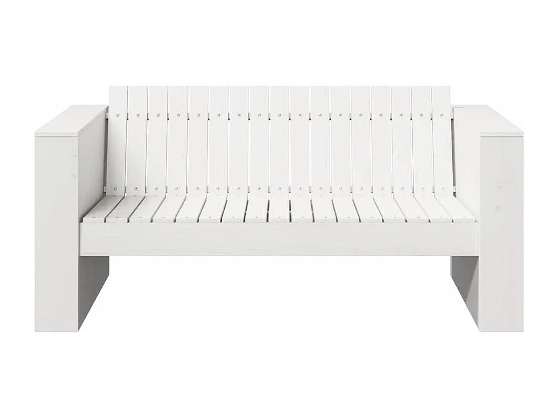 Garten-Sofa Weiß 134 x 60 x 62 cm Massives Kiefernholz