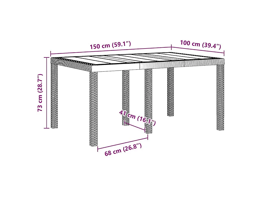 Conjunto de Comedor de Jardín 5 uds. Gris Claro Ratan Polt