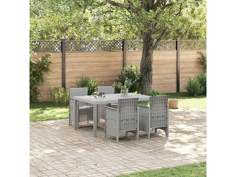 Tuin Eetset 5 pcs Lichtgrijs Polt riet