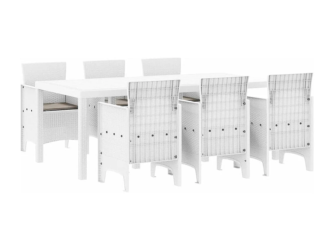 Ensemble de salle à manger pour jardin 7 pcs Blanc Rattan Polt