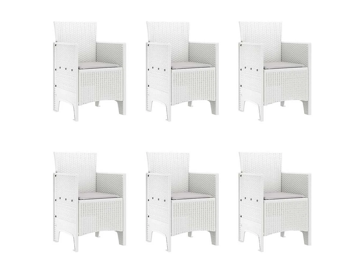 Ensemble de salle à manger pour jardin 7 pcs Blanc Rattan Polt