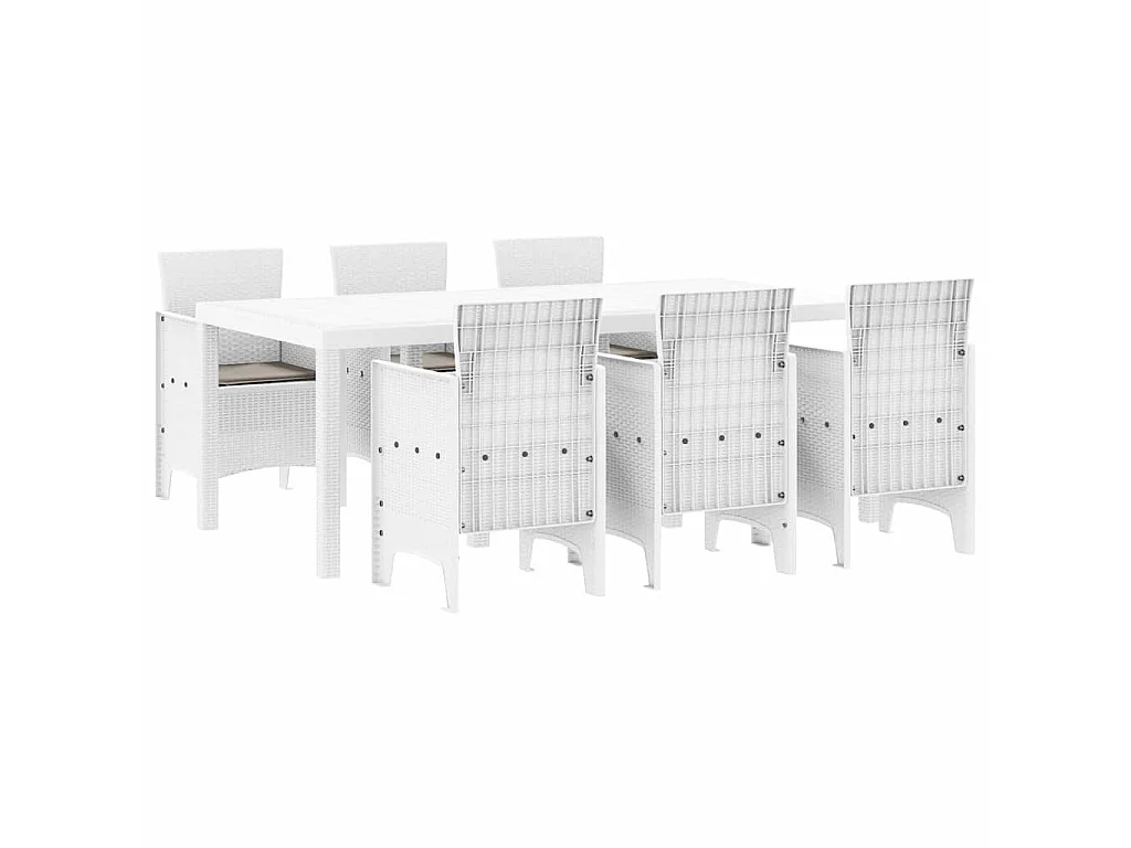 Ensemble de salle à manger pour jardin 7 pcs Blanc