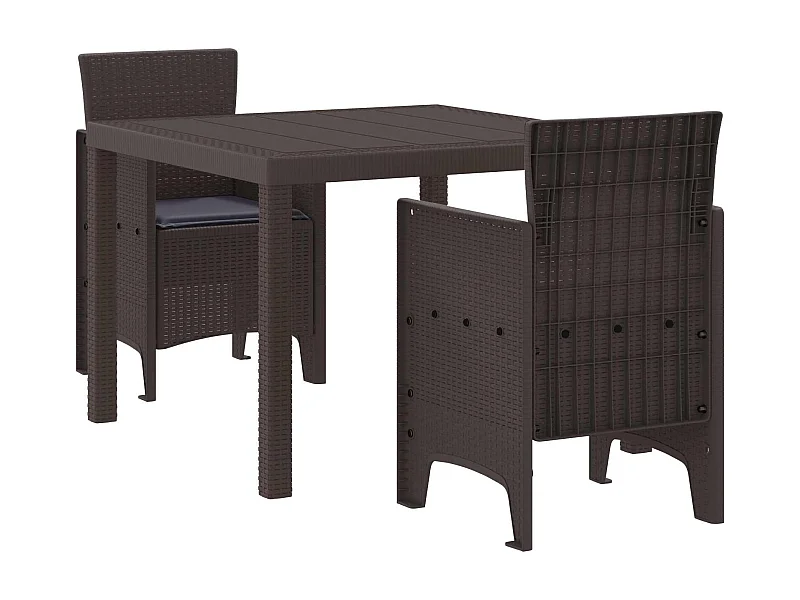 Tuin Eetset 3 pcs Bruin Polt riet