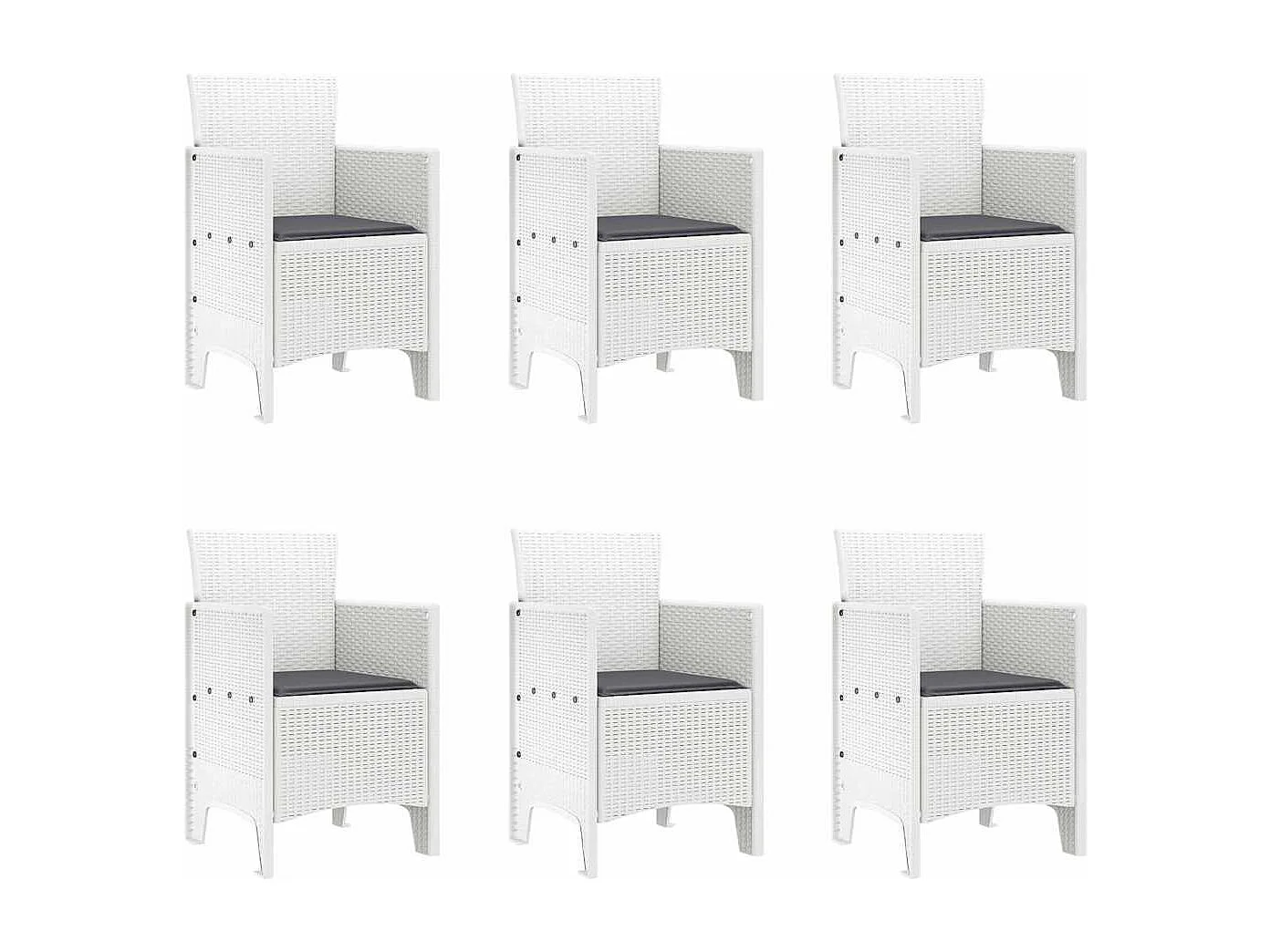 Tuin Eetset 7 pcs Wit Polt riet