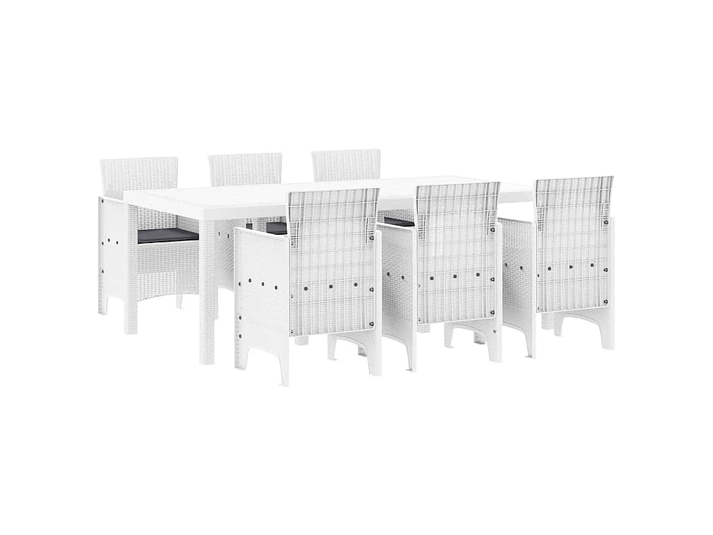 Ensemble de salle à manger pour jardin 7 pcs Blanc