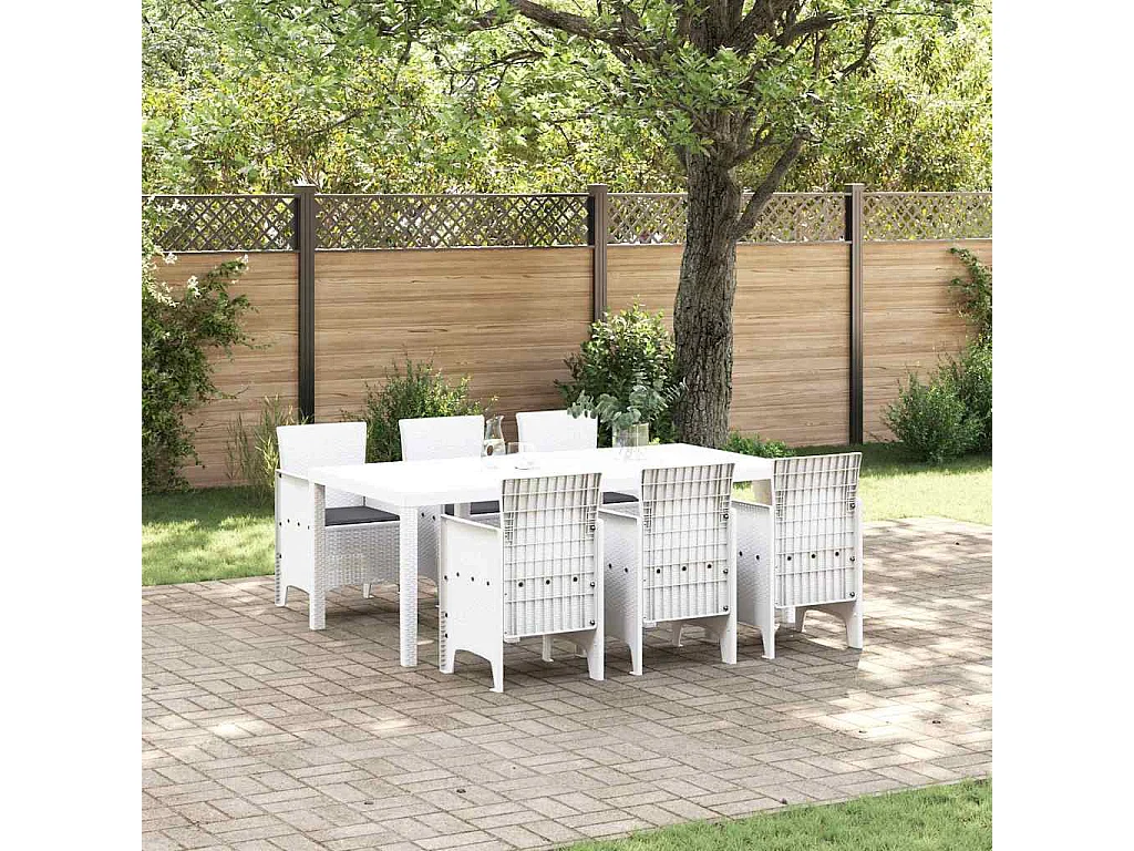 Ensemble de salle à manger pour jardin 7 pcs Blanc