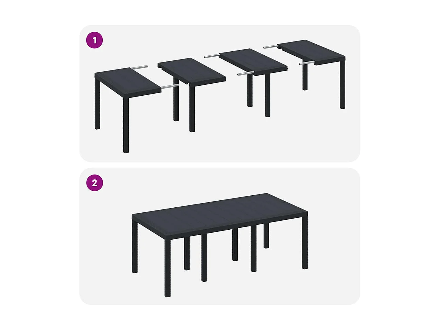 Set da Pranzo per Giardino 7 pcs Antracite Rattan Polt