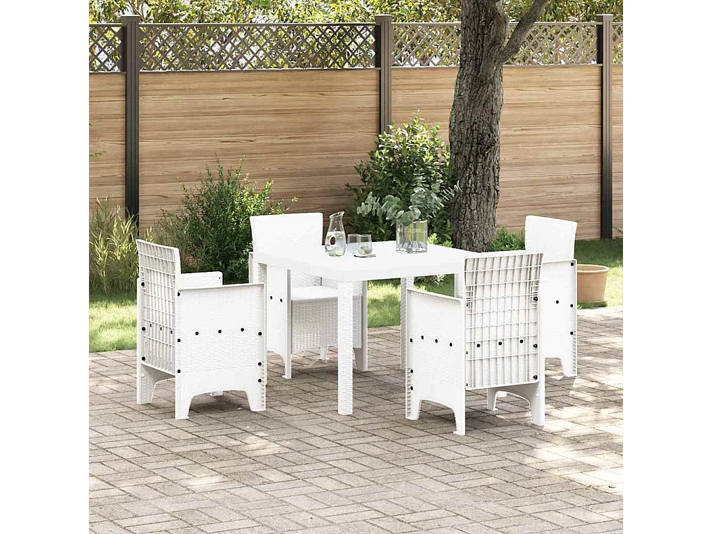 Ensemble de salle à manger pour jardin 5 pcs Blanc