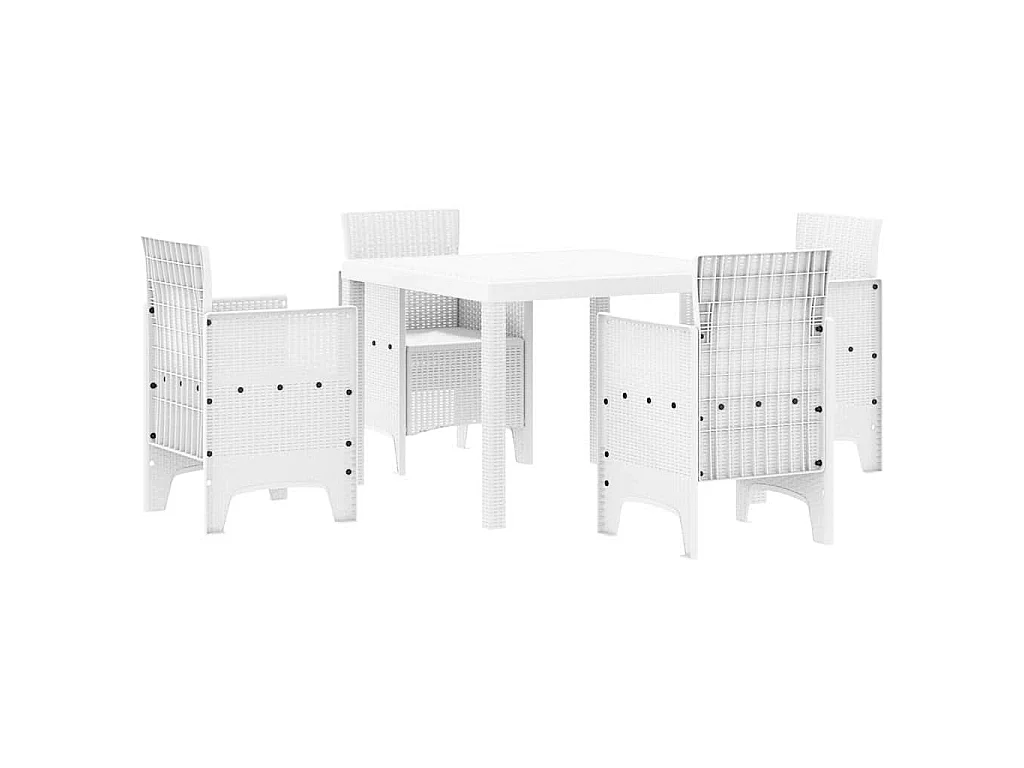 Ensemble de salle à manger pour jardin 5 pcs Blanc