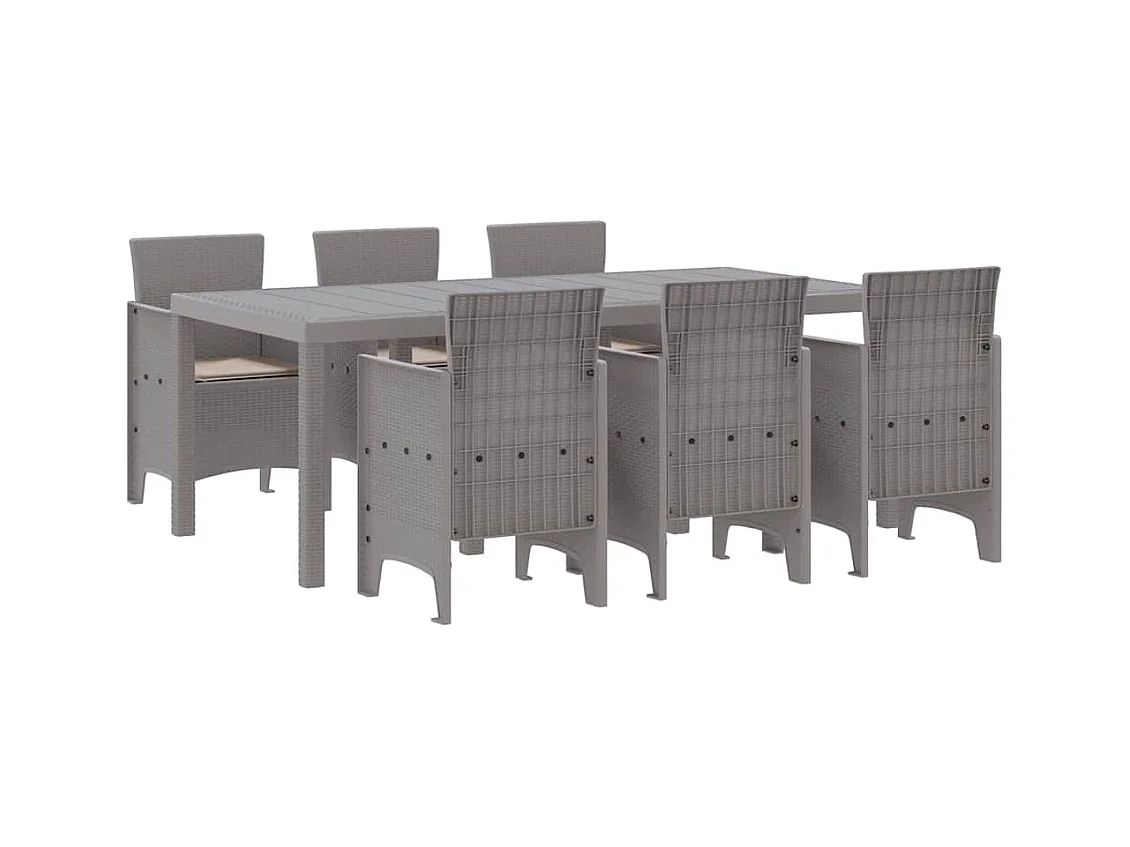 Conjunto de Comedor de Jardín 7 pcs Gris Claro Ratan Polt