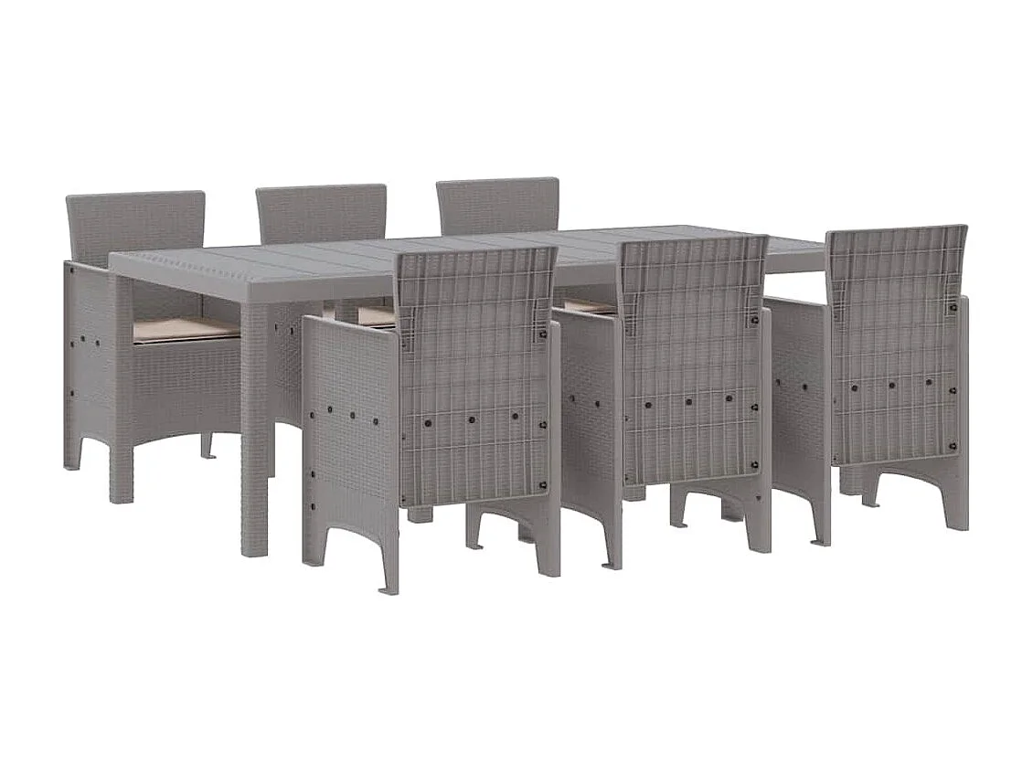 Tuin Eetset 7 pcs Lichtgrijs Polt riet