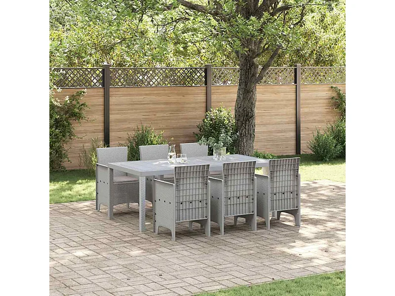 Set da Pranzo per Giardino 7 pcs Grigio chiaro Rattan Polt