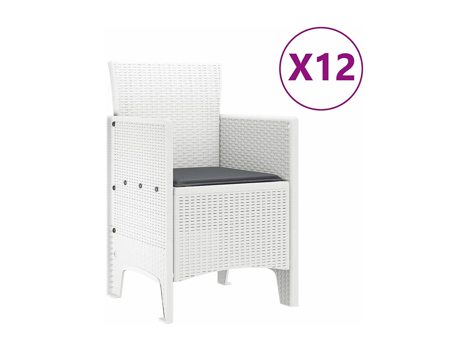 Tuin Eetset met kussen 13 pcs Wit Synthetisch rattan en Metaal