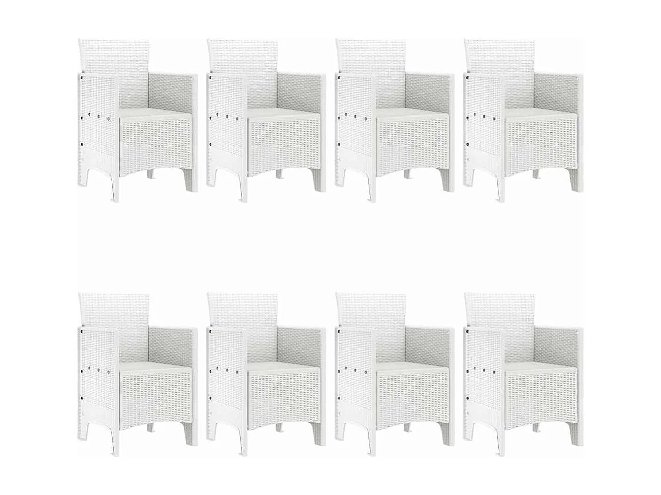 Tuin Eetset 9 pcs Wit Polt riet