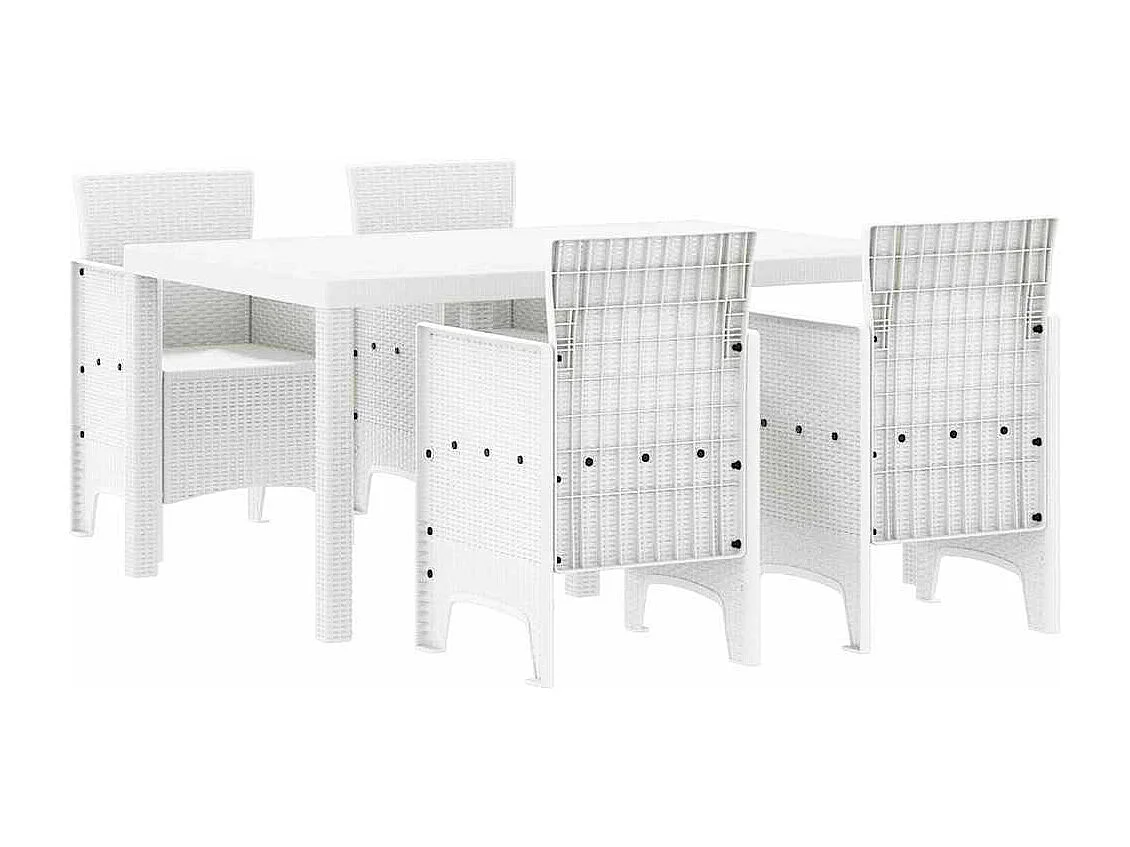 Ensemble de salle à manger pour jardin 5 pcs Blanc Rattan Polt