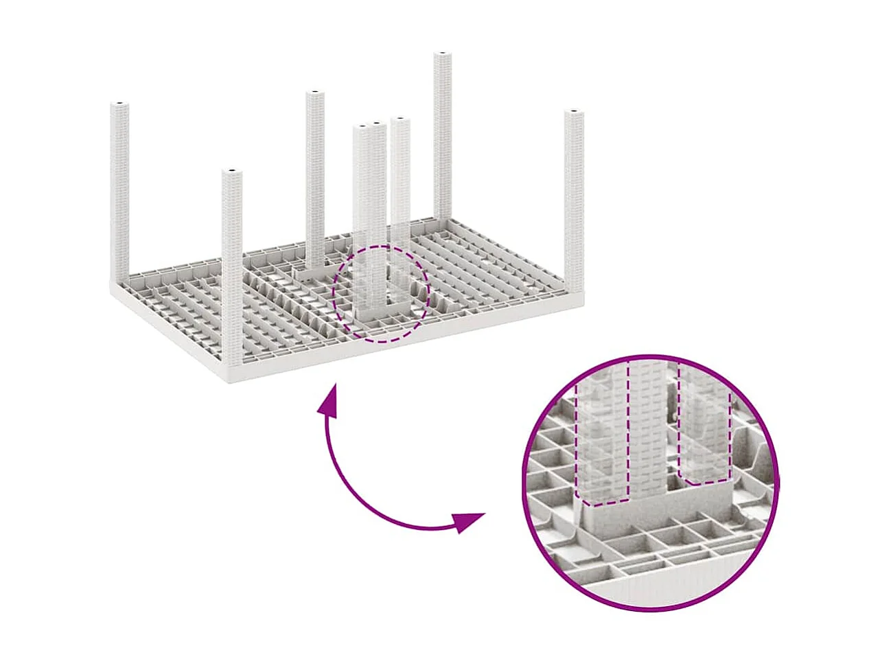 Ensemble de salle à manger pour jardin 5 pcs Blanc Rattan Polt
