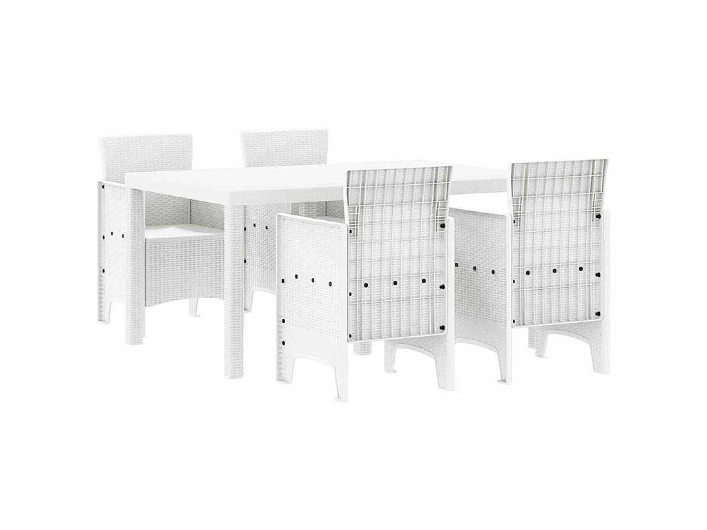 Ensemble de salle à manger pour jardin 5 pcs Blanc Rattan Polt