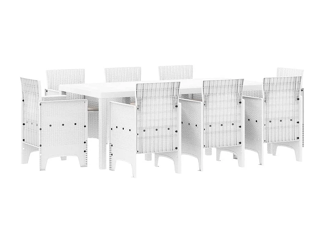 Garten Essgruppe 9 pcs Weiß Polt Rattan