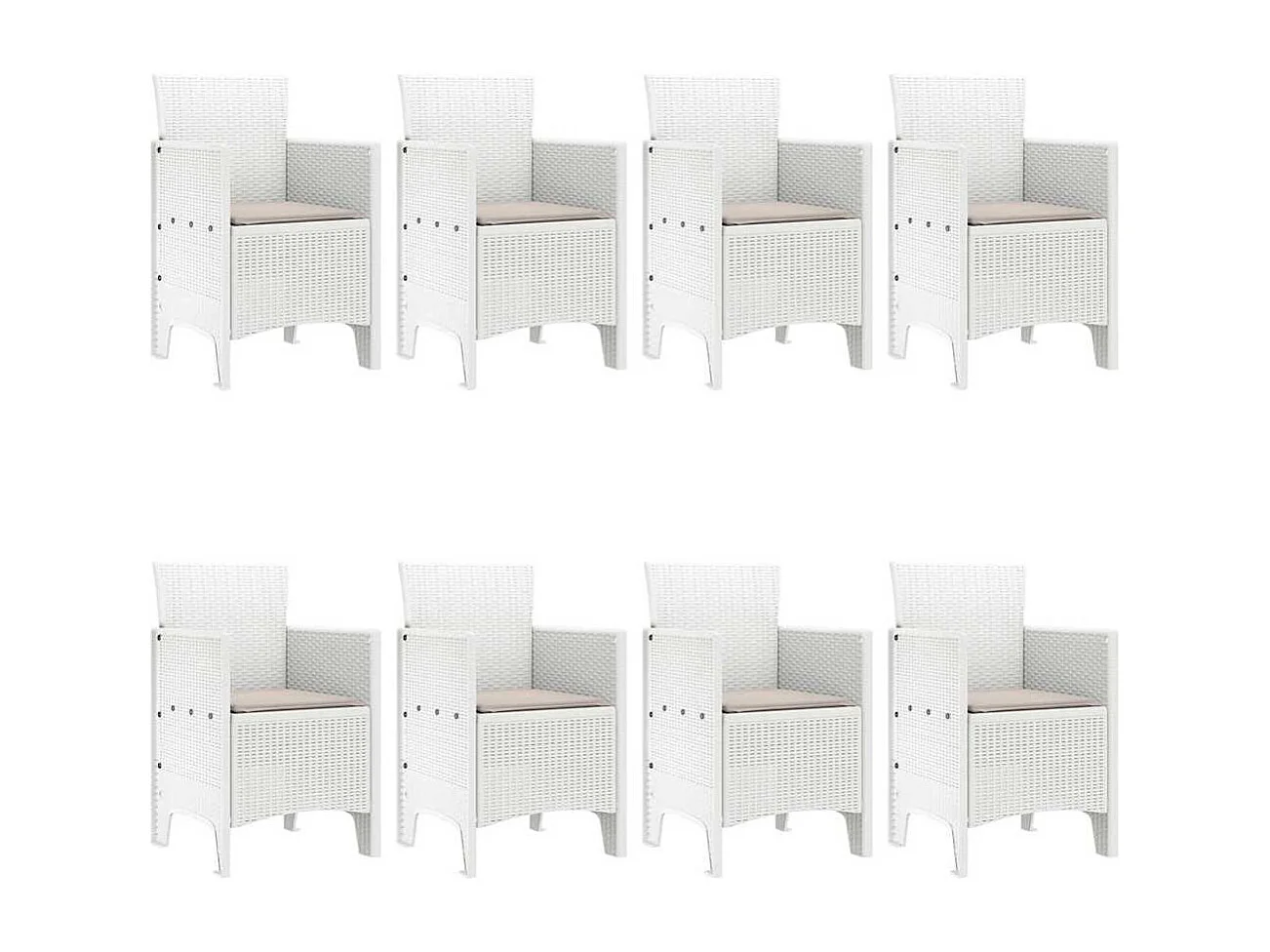 Garten Essgruppe 9 pcs Weiß Polt Rattan