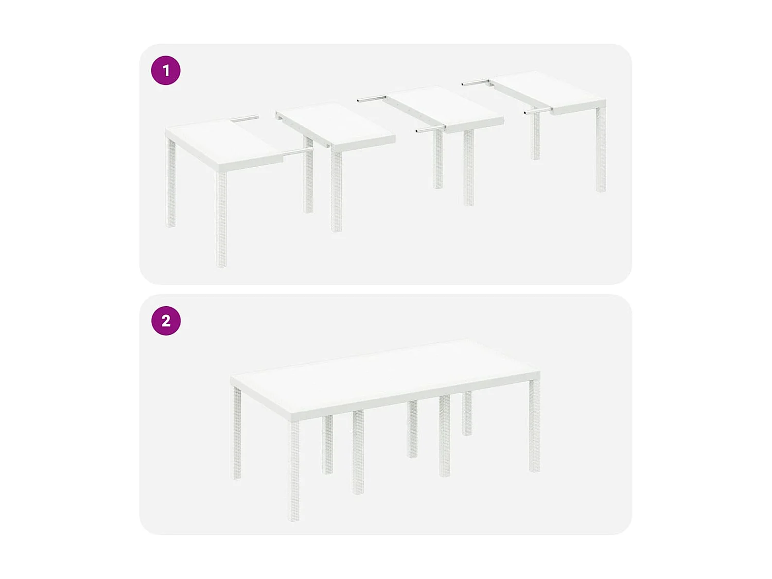 Garten Essgruppe 9 pcs Weiß Polt Rattan