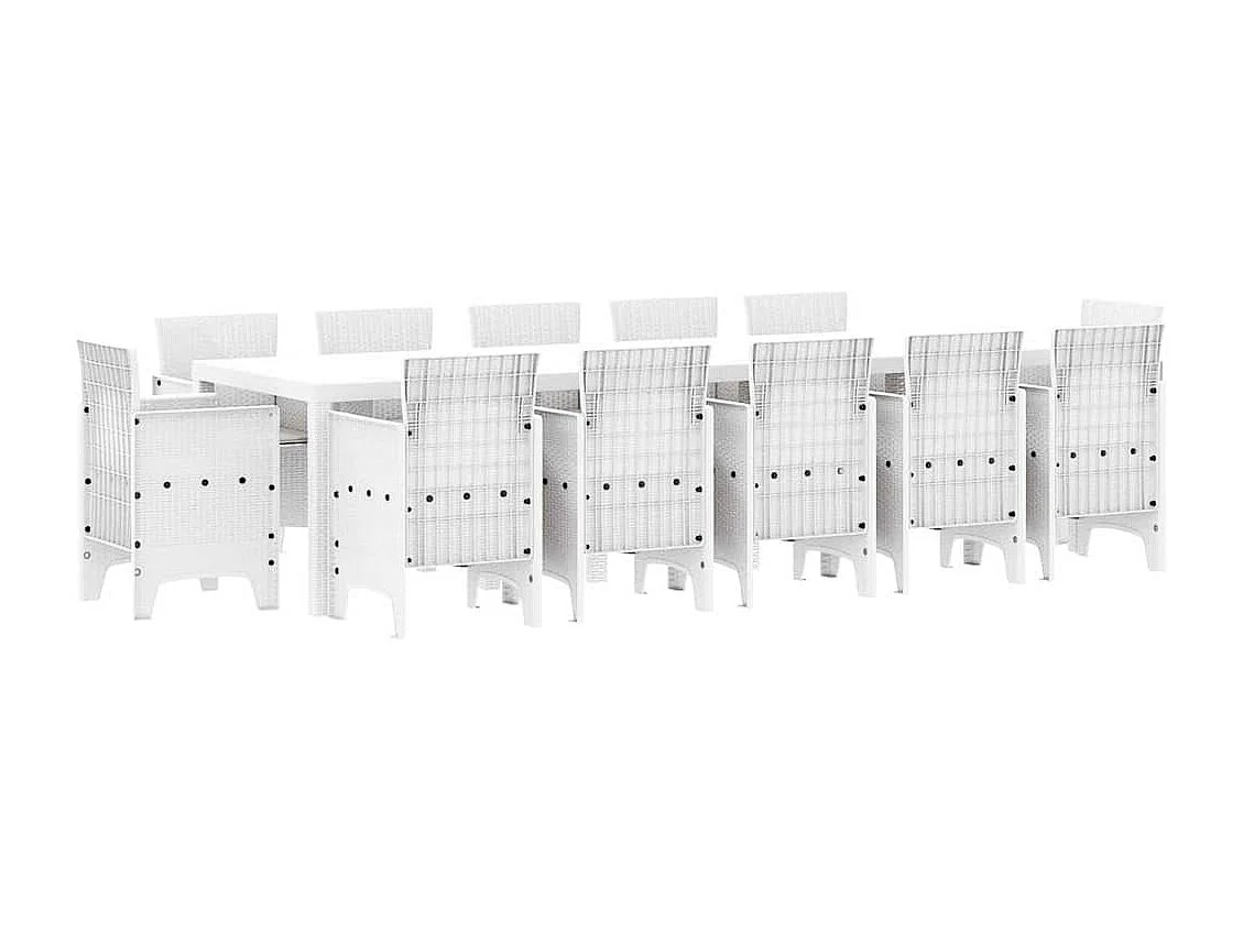 Tuin Eetset 13 pcs Wit en lichtgrijs Poly rattan en staal