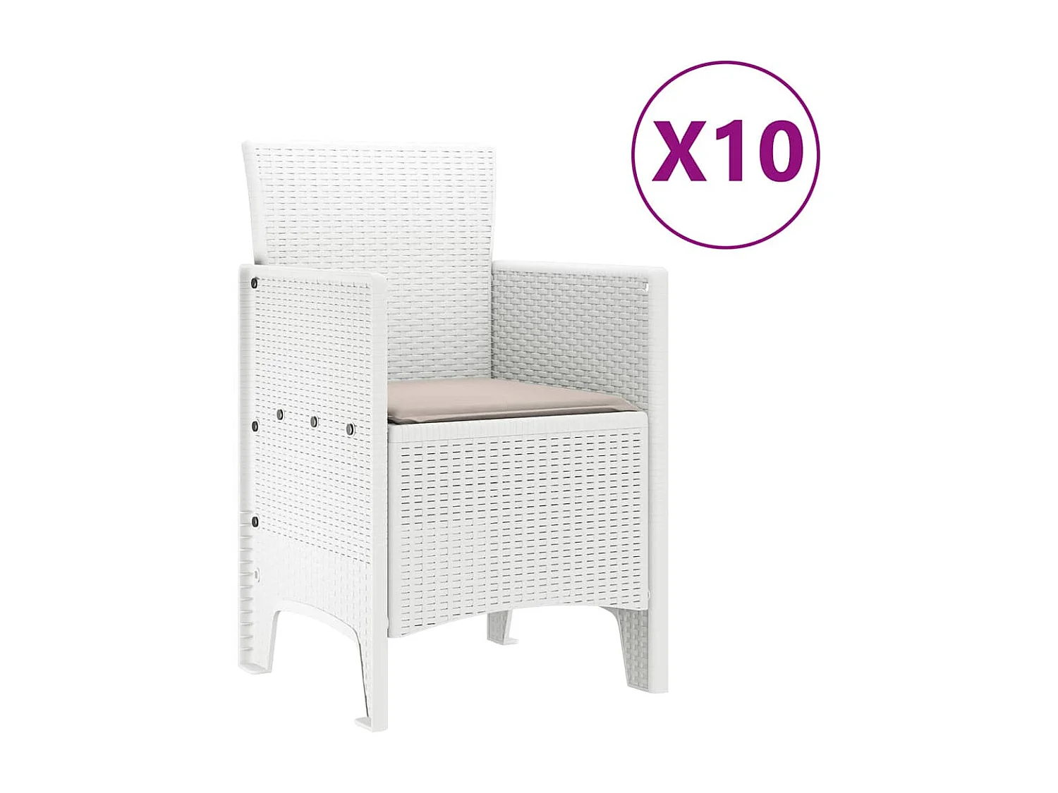 Ensemble de salle à manger pour jardin 11 pcs Blanc et Taupe