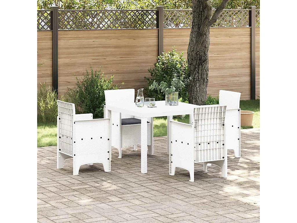 Ensemble de salle à manger pour jardin 5 pcs Blanc Rattan Polt