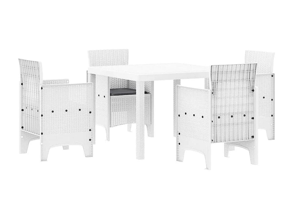 Ensemble de salle à manger pour jardin 5 pcs Blanc Rattan Polt
