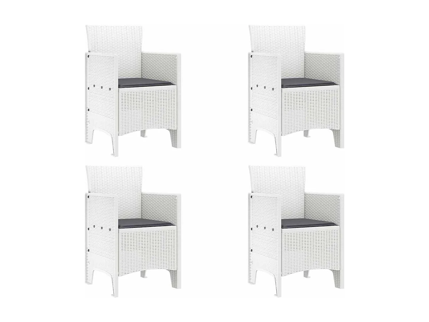 Ensemble de salle à manger pour jardin 5 pcs Blanc Rattan Polt