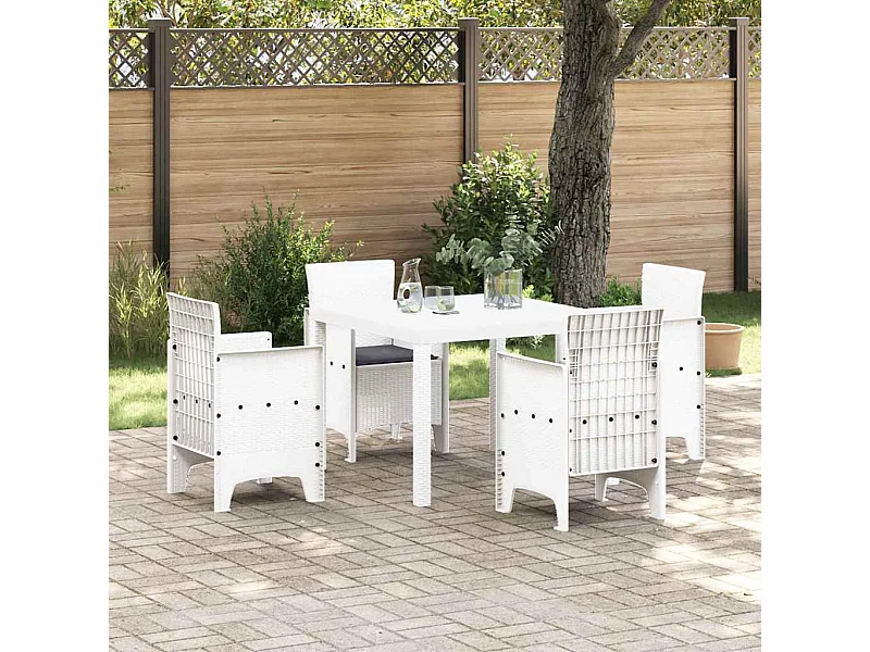 Ensemble de salle à manger pour jardin 5 pcs Blanc Rattan Polt