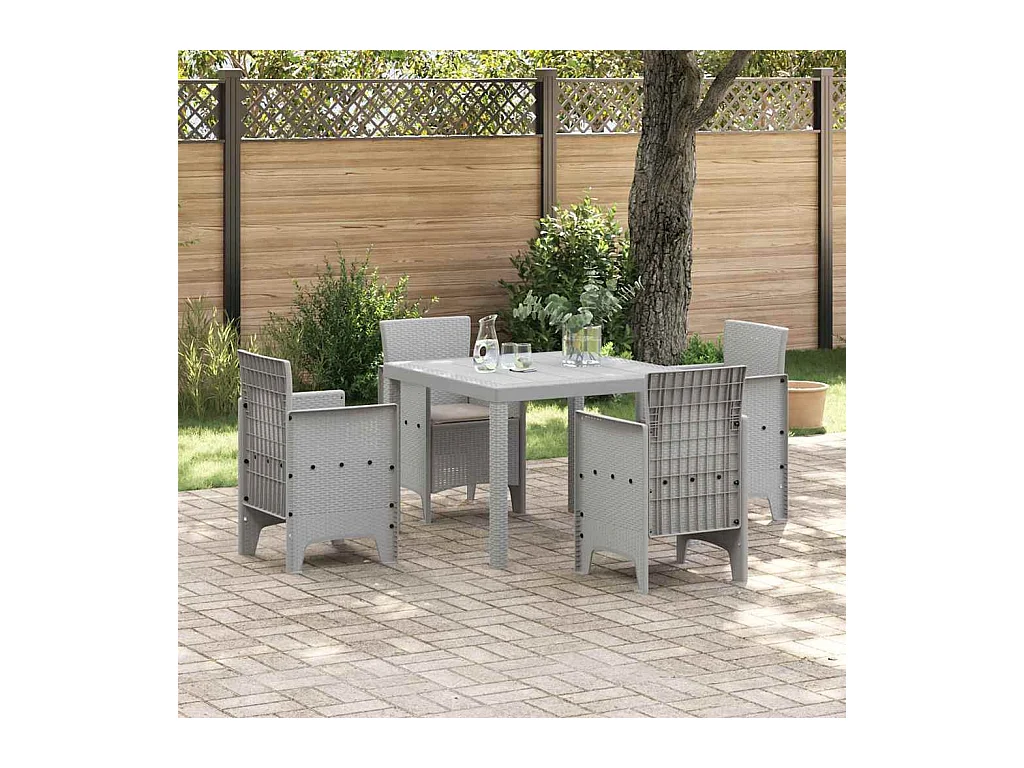 Ensemble de salle à manger pour jardin 5 pcs Gris clair