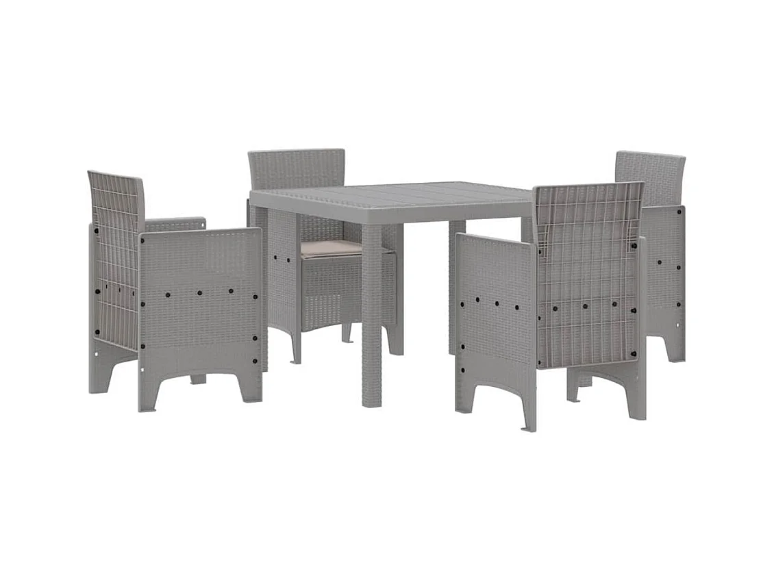 Tuin Eetset 5 pcs Lichtgrijs Polt riet