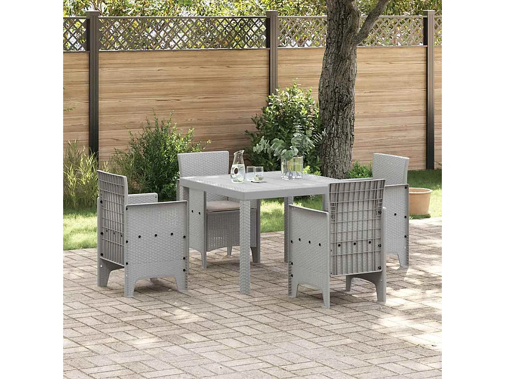 Tuin Eetset 5 pcs Lichtgrijs Polt riet