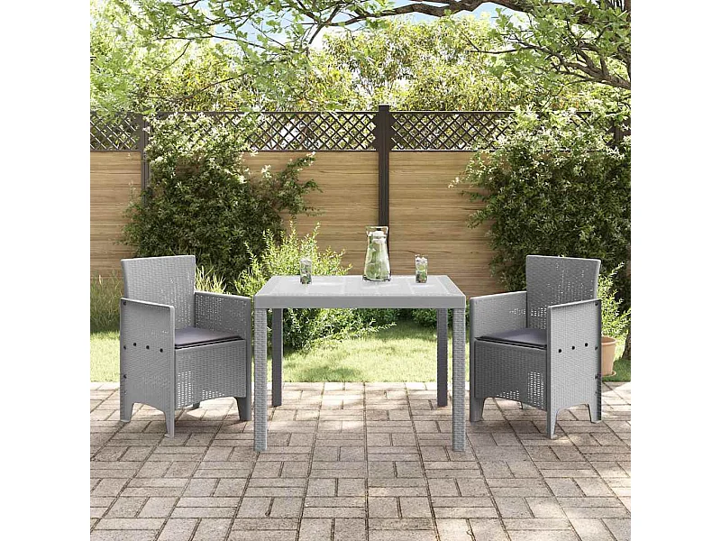 Ensemble de salle à manger pour jardin 3 pcs Gris clair