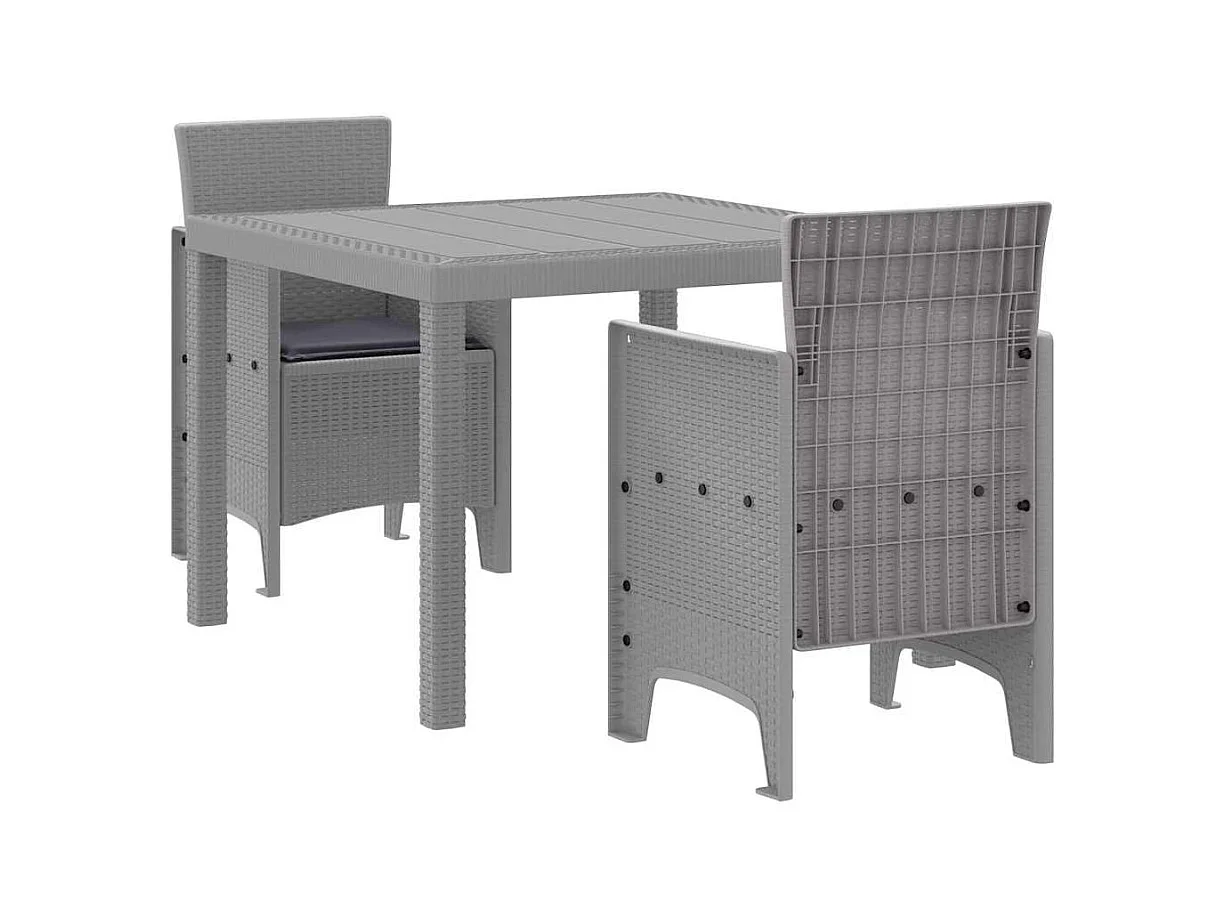 Conjunto de Comedor de Jardín 3 pcs Gris Claro Ratan Polt