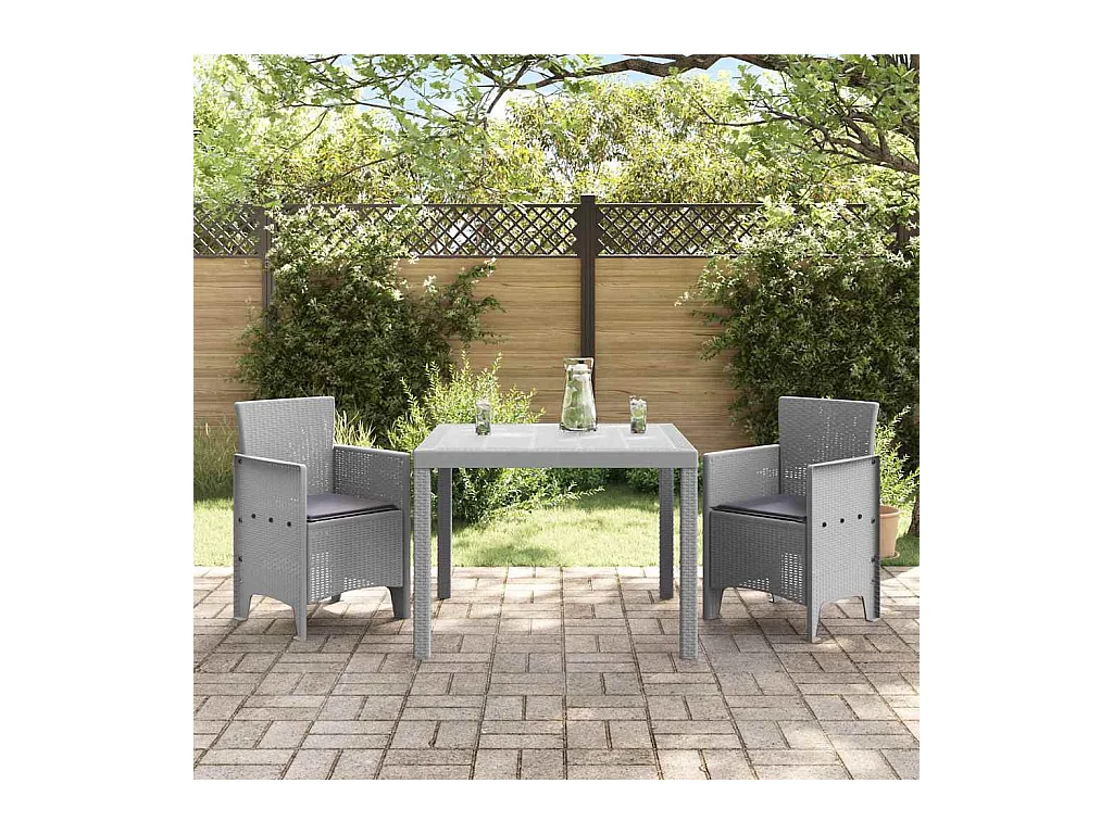 Ensemble de salle à manger pour jardin 3 pcs Gris clair