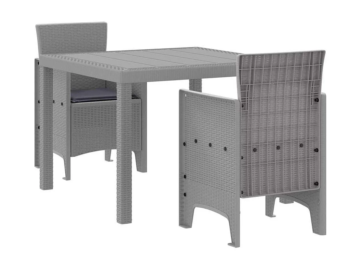 Tuin Eetset 3 pcs Lichtgrijs Polt riet