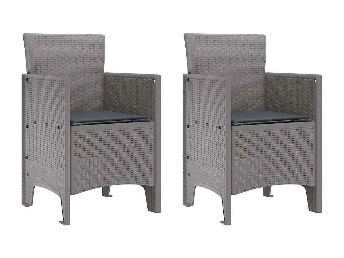 Tuin Eetset 3 pcs Lichtgrijs Polt riet