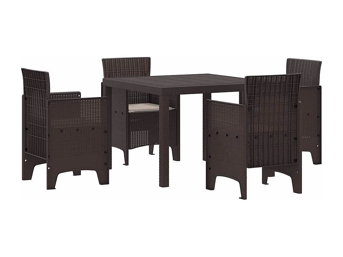 Set da Pranzo per Giardino 5 pcs Marrone Rattan Polt