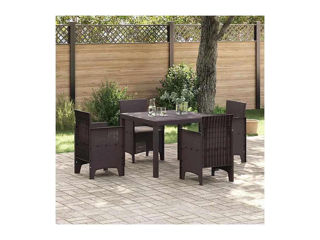 Ensemble de salle à manger pour jardin 5 pcs Marron Rattan Polt