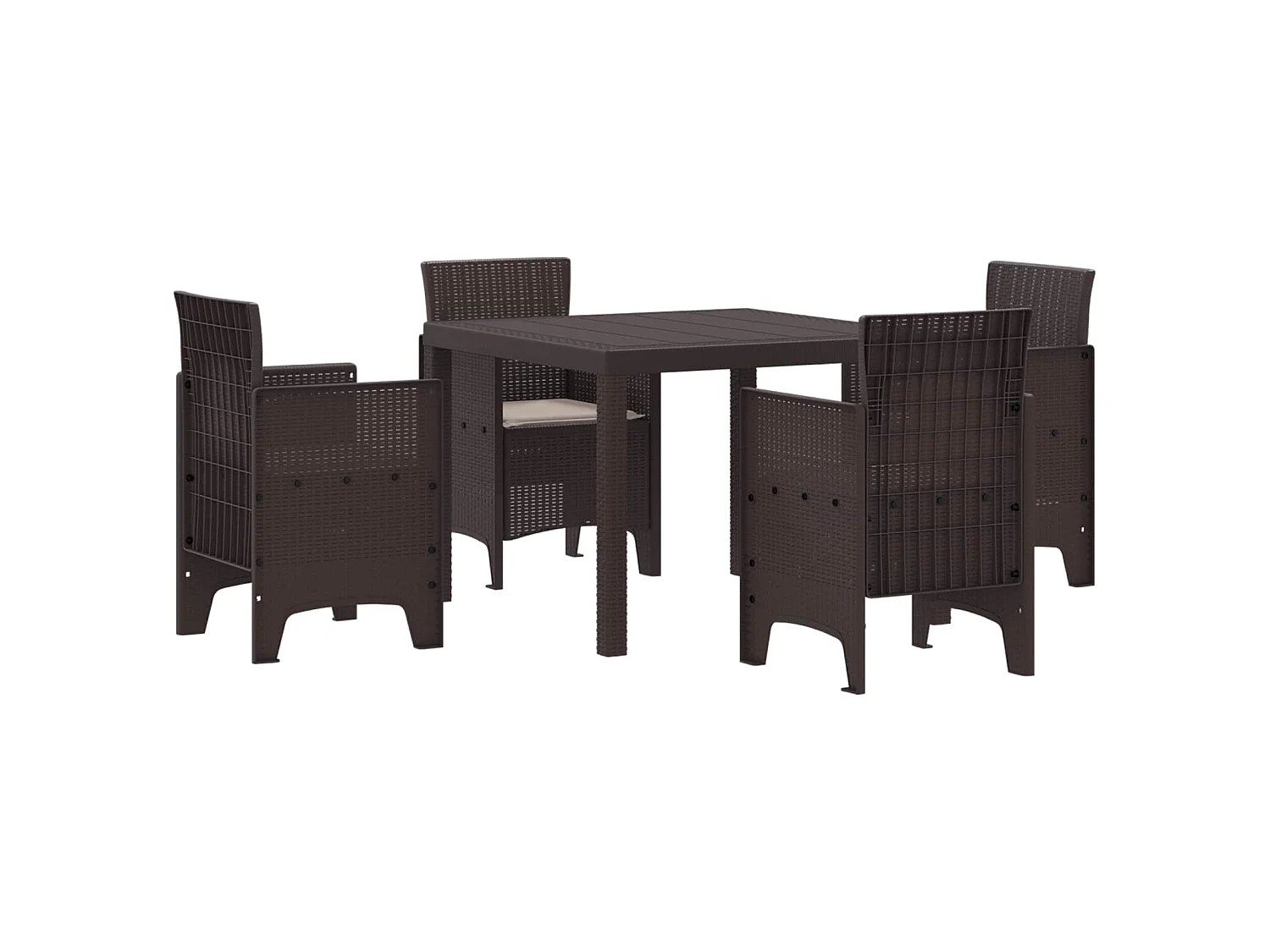 Ensemble de salle à manger pour jardin 5 pc Marron